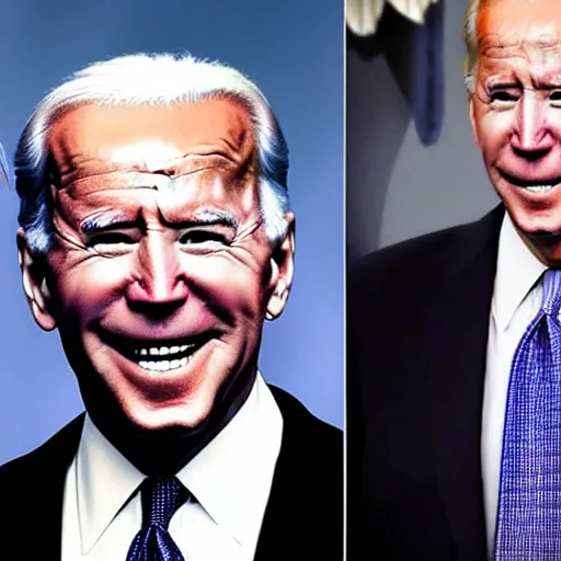 Prompt: Joe Biden memes, dark Brandon rising, vaporwave aesthetic