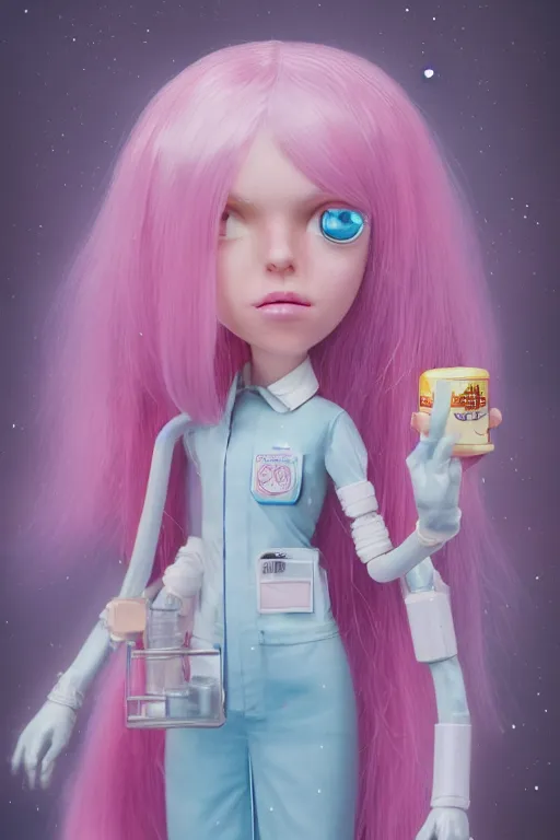 Prompt: highly detailed, industrial photography, profile photo of adult princess bubblegum from adventure time, detailed and intricate environment, working in her science lab, wearing lab coat, long bubblegum hair, long straight bangs, confident, beautiful, attractive, illustration concept art by nicoletta ceccoli, mark ryden, lostfish, 8 k resolution, hyperrealistic, octane render