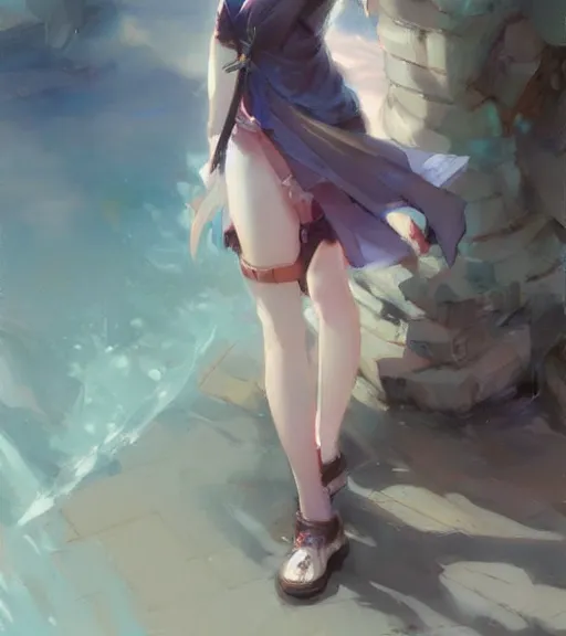 Image similar to daniel f. gerhartz painting of an anime woman, makoto shinkai, krenzcushart