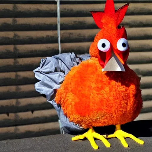 Image similar to chicken dressed as an inmate