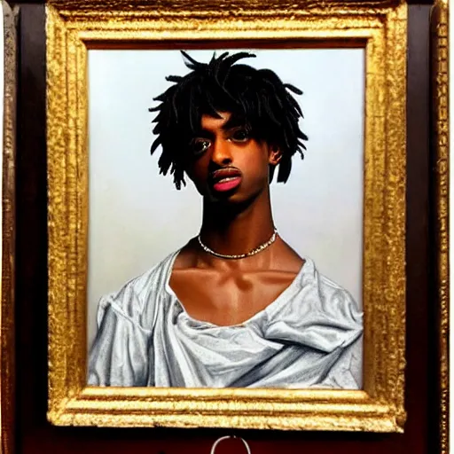 Image similar to Renaissance portrait painting of Playboi Carti, detailed, realistic
