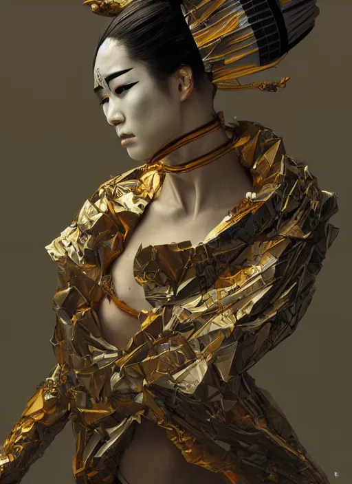 Prompt: portrait of a sensual futuristic geisha cyborg, kintsugi, modern fine art, fractal, intricate, elegant, highly detailed, digital photography, subsurface scattering, by jheronimus bosch and greg rutkowski,