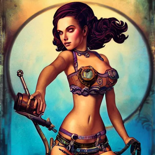 Prompt: lofi underwater bioshock steampunk bikini portrait, Pixar style, by Tristan Eaton Stanley Artgerm and Tom Bagshaw.