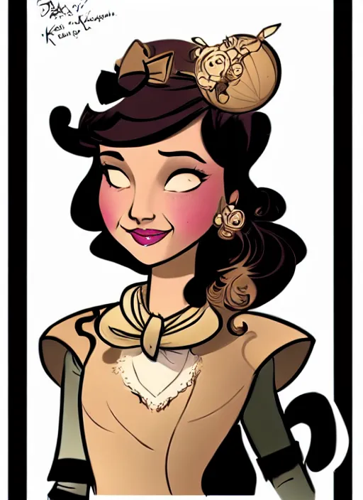 Prompt: a portrait of a pretty young lady by brian kesinger