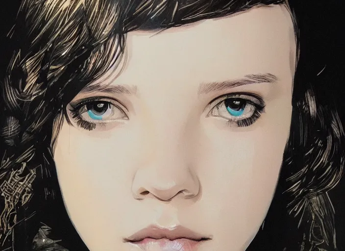 Image similar to a highly detailed beautiful portrait of millie bobby brown by yoji shinkawa