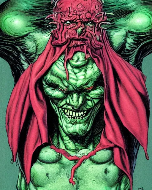 Prompt: green sad devil by glenn fabry