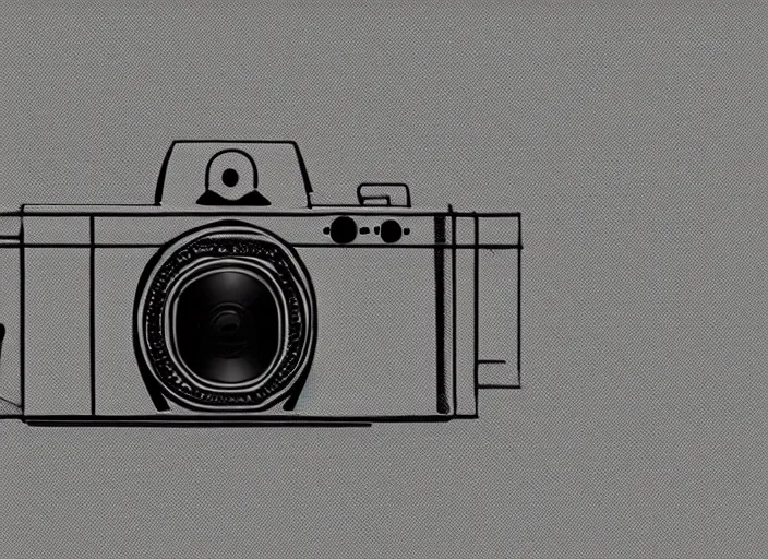 Image similar to modern camera designed by Dieter Rams, front view, photoshop concept, digital art, illustration