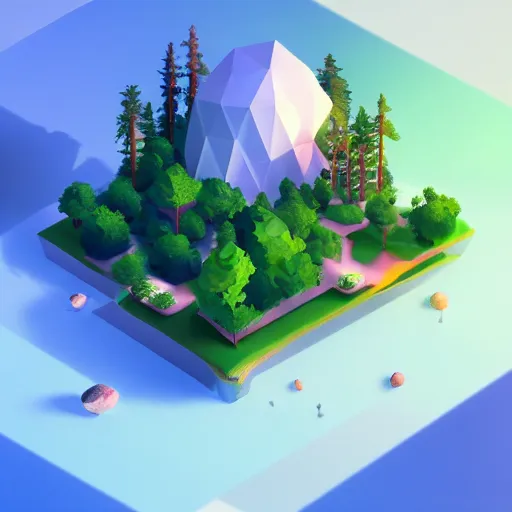 Prompt: nature in beautiful colors, low poly, on white background, isometric art, 3 d render, insanely detailed, artstation, concept art, behance, ray tracing, smooth, sharp focus, ethereal lighting