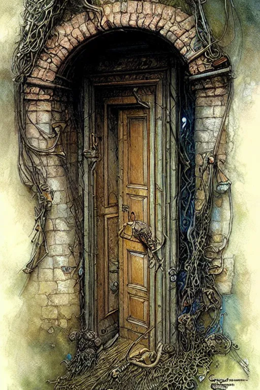 Prompt: a doorway to an impossible dream beyond comprehension, very very detailed painting by greg rutowski and jean baptiste monge