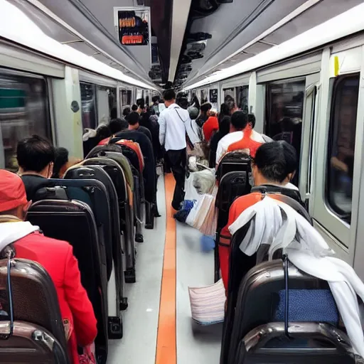 Image similar to looking for honda on the train, crowded, nightmare, bubu already walking, weird