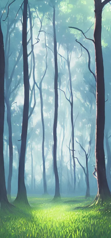 Prompt: smooth blooming forest. gouache painting by the award - winning concept artist, bloom, chiaroscuro, backlighting, depth of field.