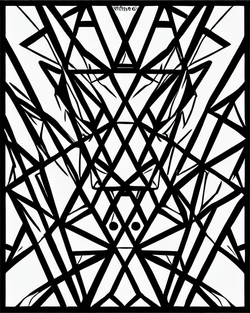 Image similar to triangle inside circle, digital art, very sharp, symmetry 2 d, vector, black and white, basic shapes