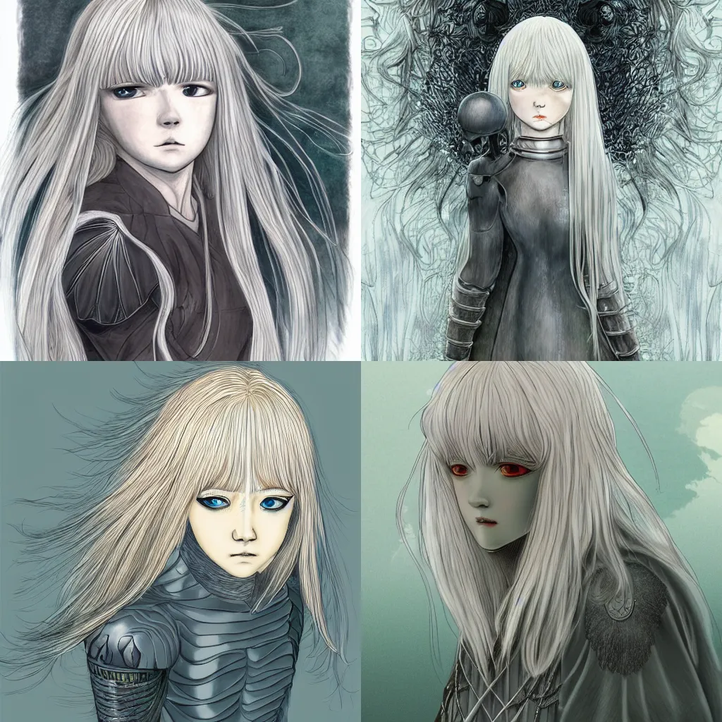 Prompt: griffith, anime, highly detailed, digital art, centered, portrait, colored accurately, in the style of shuzo oshimi