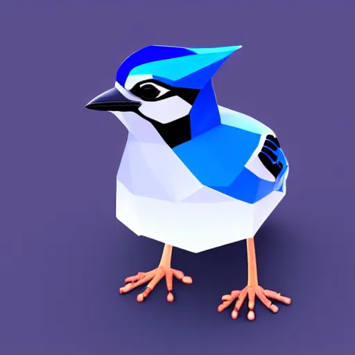 Image similar to Low polygon render of a blue jay on a white background, isometric 3d, ultra HD