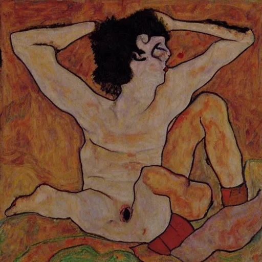 Prompt: a painting in the style of egon schiele.