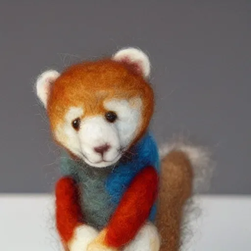 Image similar to a needle felted ferret, needle felting art.