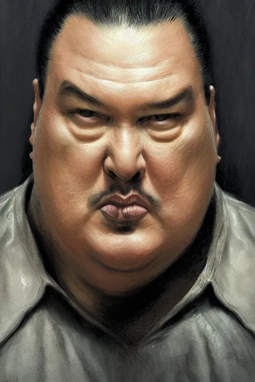 Prompt: obese steven seagal in prison for treason, intricate, elegant, highly detailed, digital painting, artstation, concept art, smooth, sharp focus, illustration, art by greg rutkowski, masterpiece, perfect composition, award - winning photography, cgsociety