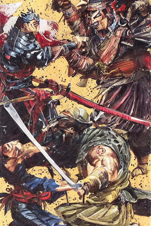 Image similar to samurai duel by mark zug, simon bisley and Daryl Mandryk