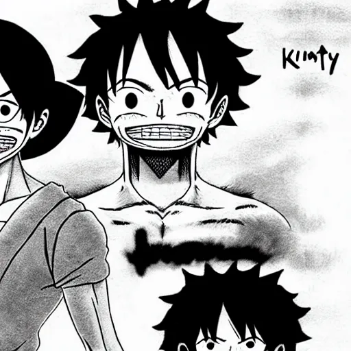 Image similar to [ luffy mustache ] by kim jung and kentaro miura gi