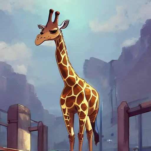 Prompt: a strong giraffe at the gym, illustration concept art anime key visual trending pixiv fanbox by wlop and greg rutkowski and makoto shinkai and studio ghibli and kyoto animation symmetrical facial features