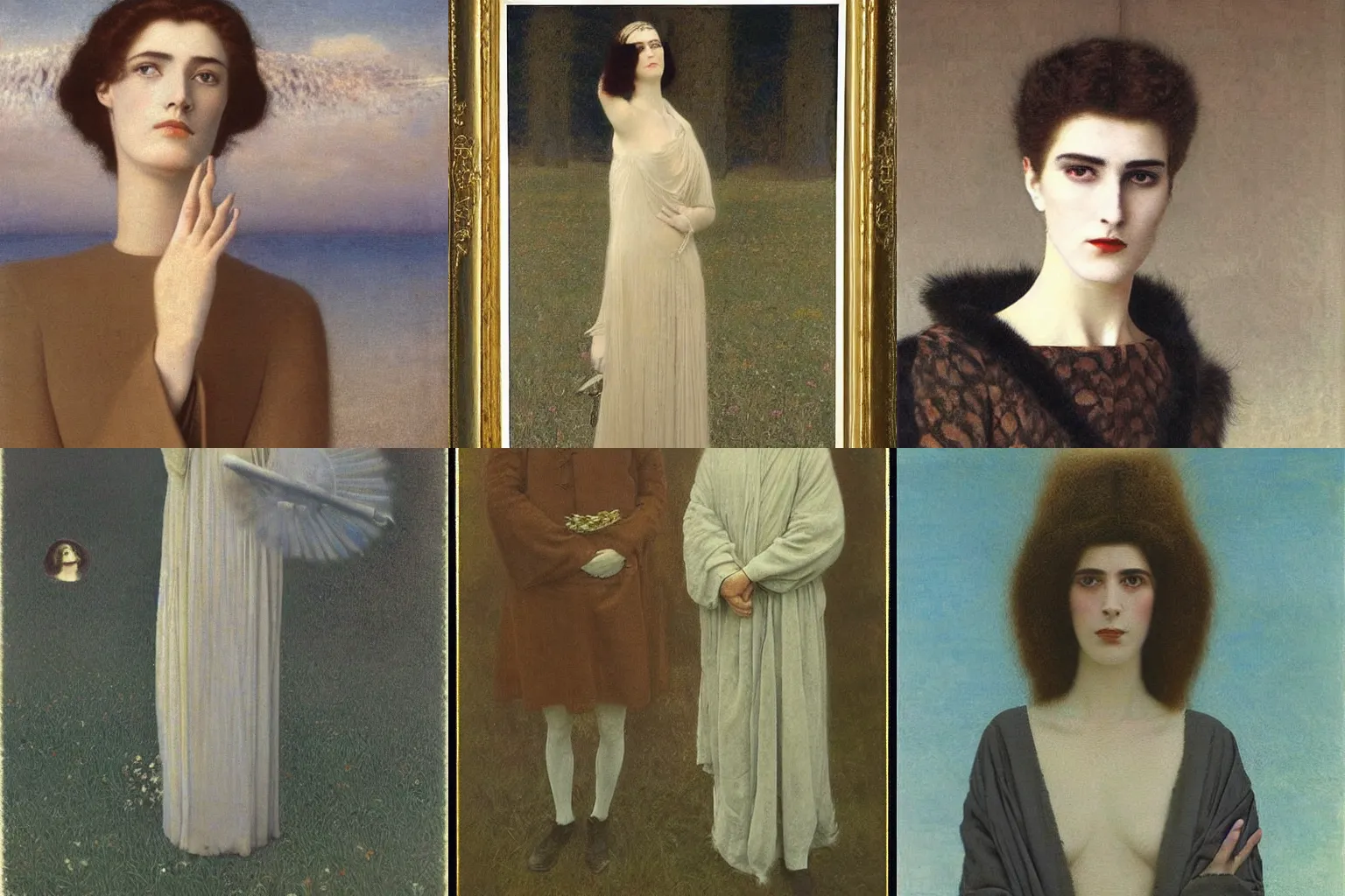 Prompt: i am war and peace. give heed to me. painting by fernand khnopff.