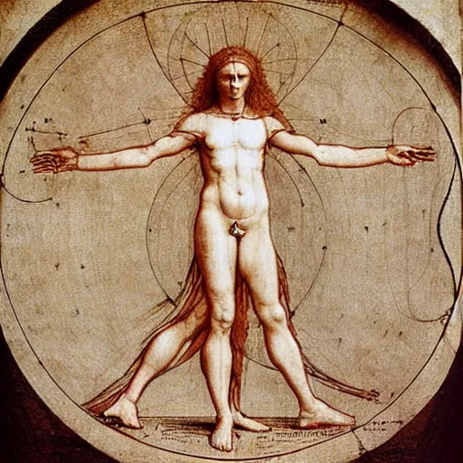 Prompt: Vitruvian woman, by Da Vinci
