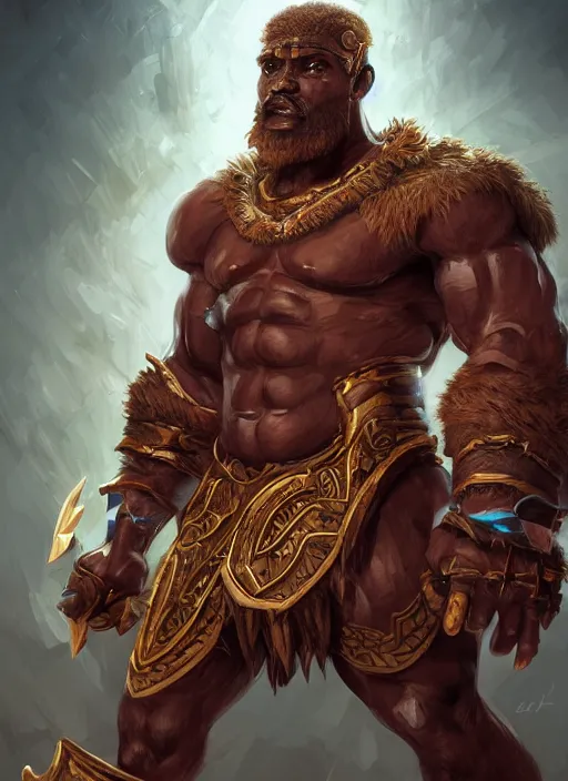 Image similar to a highly detailed illustration of berserker african god of lightning, muscular, intricate, elegant, highly detailed, centered, digital painting, artstation, concept art, smooth, sharp focus, league of legends concept art, WLOP