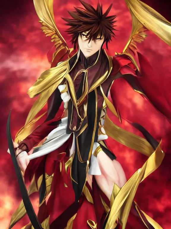 Prompt: manly suzaku kururugi from code geass, green eyes, hyper detailed, digital art, trending in artstation, cinematic lighting, studio quality, smooth render, unreal engine 5 rendered, octane rendered, concept art, smooth, sharp focus, illustration, art by artgerm and greg rutkowski and alphonse mucha and ian sprigger and wlop