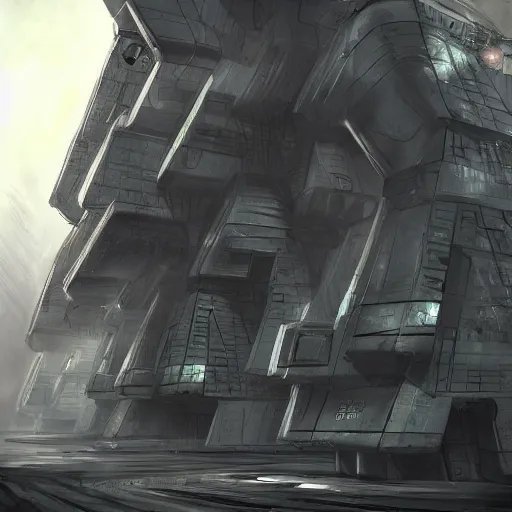 Prompt: brutalist base scifi, concept art, high details