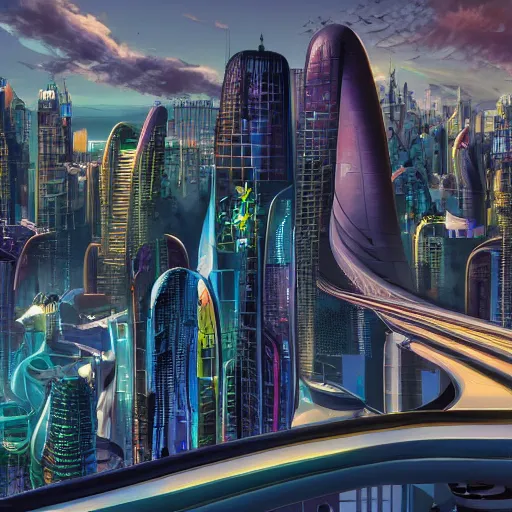 Image similar to Futuristic looking city by Gary Meyer, retro-futurism 4k, high details