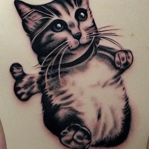 Prompt: cat playing piano tattoo