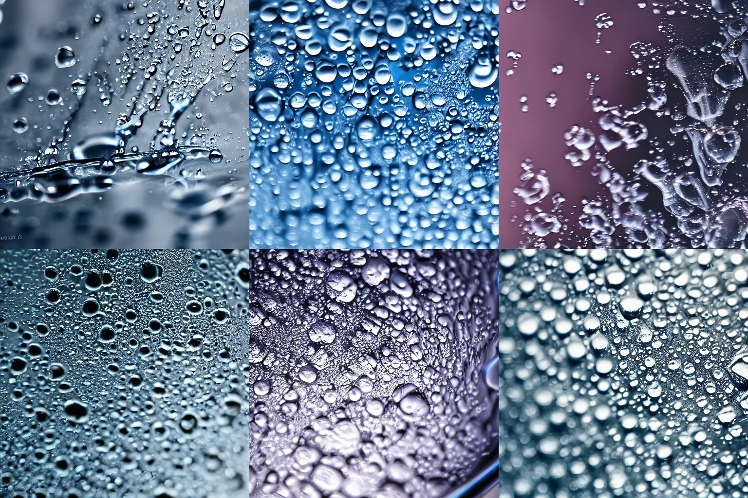 Prompt: condensed water on glass closeup, macro photography, DSLR, sony a7III, nature photography, shallow depth of field, 4K, cinematic lighting