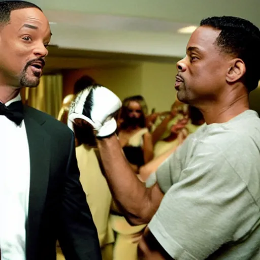 Prompt: will smith punching chris rock