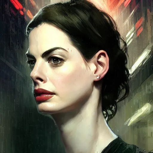 ann hathaway, hyperrealistic portrait, bladerunner | Stable Diffusion ...