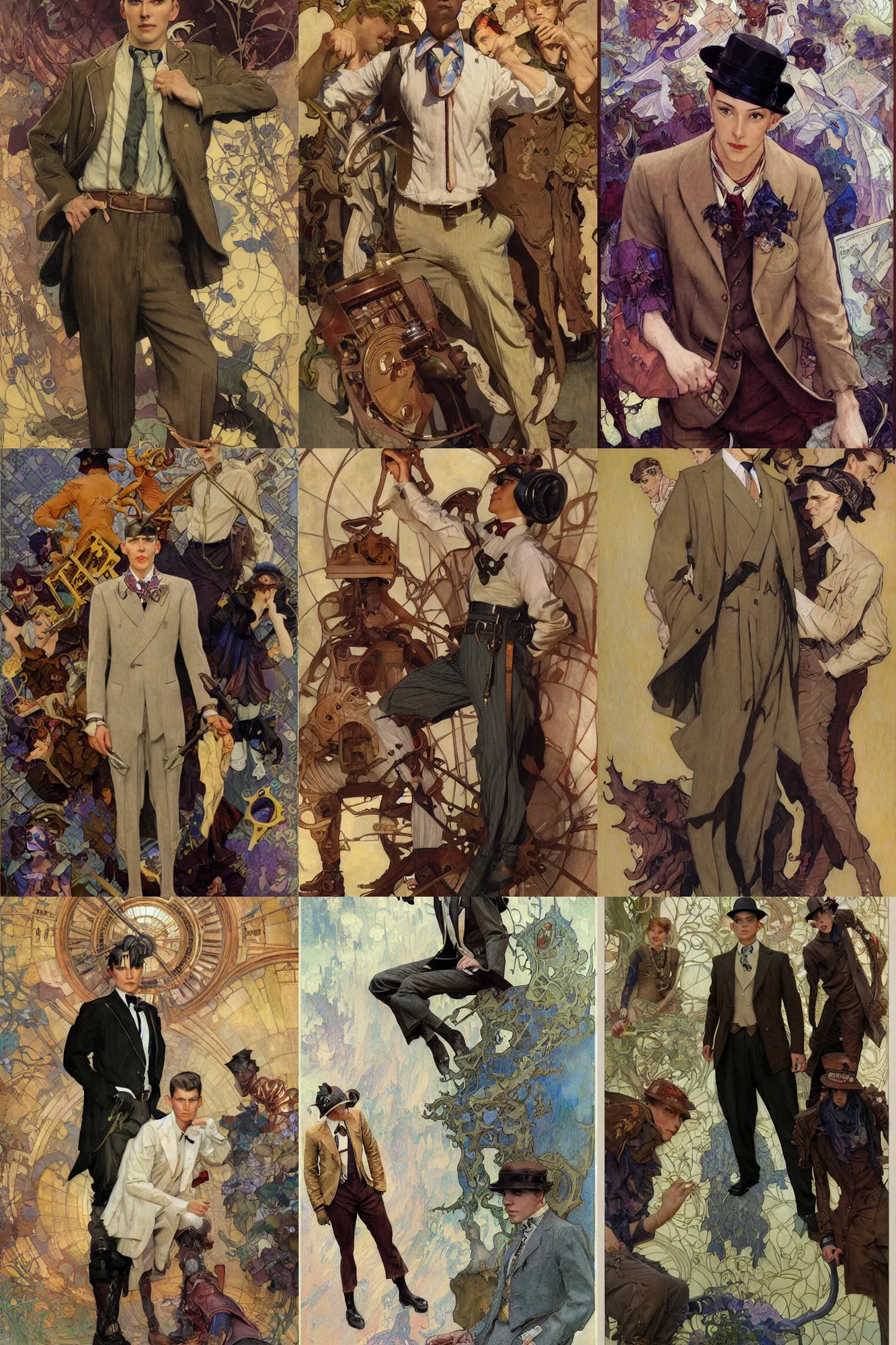 Prompt: male teacher, 1 9 2 0 s fashion, fantasy, art by joseph leyendecker, donato giancola, dean cornwell, peter mohrbacher, ruan jia, marc simonetti, ayami kojima, cedric peyravernay, alphonse mucha, thomas kinkade, victo ngai