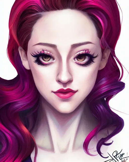 Image similar to a portrait of Lili Reinhart Batgirl comics, red hair, art by lois van baarle and loish and ross tran and rossdraws and sam yang and samdoesarts and artgerm, Joshua Middleton, symmetrical eyes, digital art, highly detailed, intricate, sharp focus, Trending on Artstation HQ, deviantart, unreal engine 5, 4K UHD image