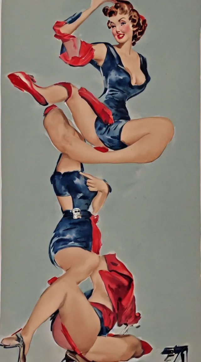 Image similar to a full body portrait of pin up post war dressing a military unioform,with, water color, Gil Elvgren style