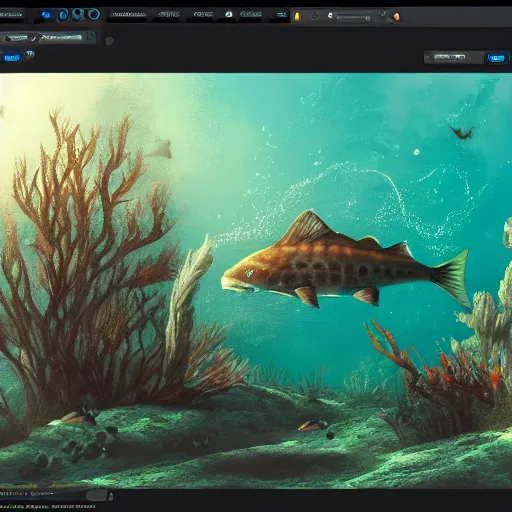 Prompt: Underwater scene, digital art, 8k, fine details, trending on artstation