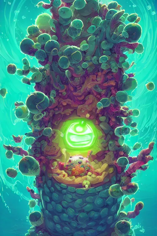 Image similar to roots cactus sushi cristal smurf ghost creature animal sushi cristal very big eye roots cactus elemental flush of force nature micro world fluo fishscale, behance hd by jesper ejsing, by rhads, makoto shinkai and lois van baarle, ilya kuvshinov, rossdraws radiating a glowing aura global illumination ray tracing hdr