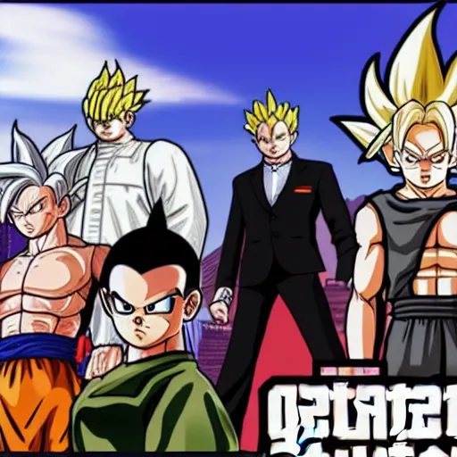 Image similar to grand theft auto in the dragon ball z universe, anime, fighting enemies