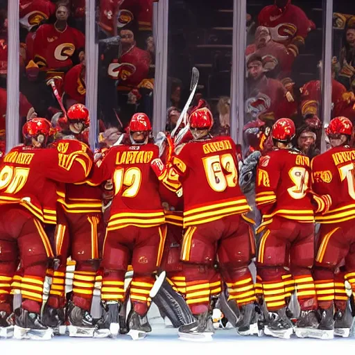 Image similar to the calgary flames with flame throwers