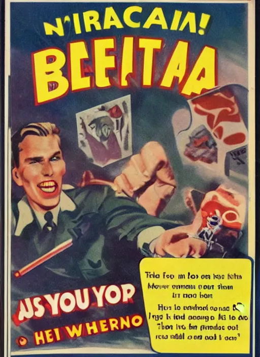 Image similar to Jerma985 is rapidly approaching your location, 1940s scare tactic propaganda art