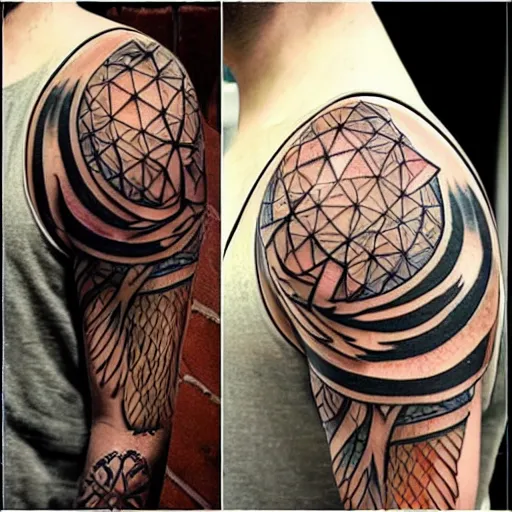 Prompt: geometrical tattoo, phoenix