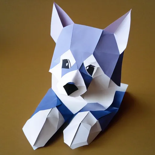 Prompt: Husky made of paper