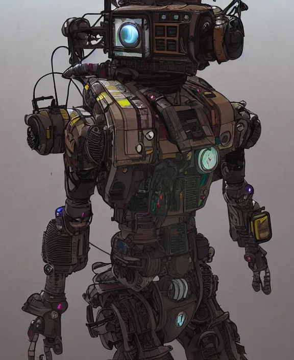 Image similar to solarpunk digital illustration pathfinder robot from apex legends, portrait by james gurney and laurie greasley, concept art, cinematic composition, hyper realism, photorealistic, dramatic lighting, highly detailed, vintage sci - fi