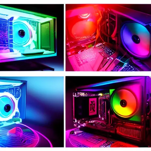 Image similar to beautiful rgb gaming pc with rtx gpu, ultra detail, octane render