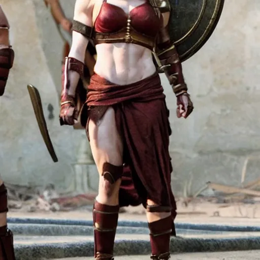 Prompt: first photos of 2 0 2 4 female 3 0 0 remake - muscular emma stone as leonidas, put on 1 0 0 pounds of muscle, looks different, steroids, hgh, ( eos 5 ds r, iso 1 0 0, f / 8, 1 / 1 2 5, 8 4 mm, postprocessed, crisp face, facial features )