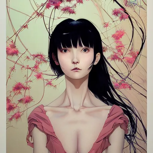 Prompt: beautiful woman portrait soft light painted by james jean and katsuhiro otomo and erik jones, inspired by perfect blue anime, smooth face feature, intricate oil painting, high detail illustration, sharp high detail, manga and anime 1 9 9 9