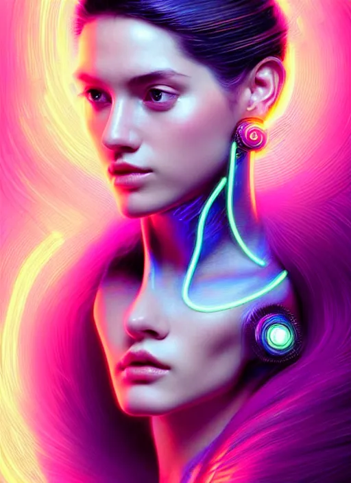 Image similar to a highly detailed long shot photo of very intricate female face portrait, futurism, rococo cyber neon lighting, detailed futuristic fibonacci jewelry, profile posing, hyper photorealistic, crispy quality, digital photography, trending in pinterest, cinematic, 4 k ultra hd, art by pascal blanche, art by greg rutkowski, art by artgerm,