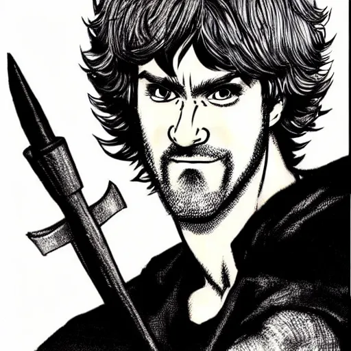 Prompt: Ryan Reynolds disguised as Shaggy from Scooby Doo, concept art, sharp focus, illustration in pen an ink, by  Kentaro Miura